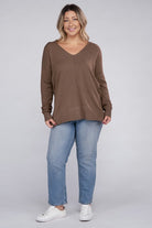 Zenana Plus Garment Dyed Front Seam Sweater ZENANA