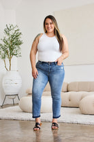 Judy Blue l Released Hem Cropped Bootcut Jeans Trendsi