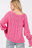 SAGE + FIG Deep Pink Cable-Knit Long Sleeve Sweater Tops