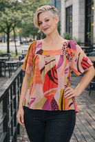 And The Why Art Walk Abstract Print Blouse