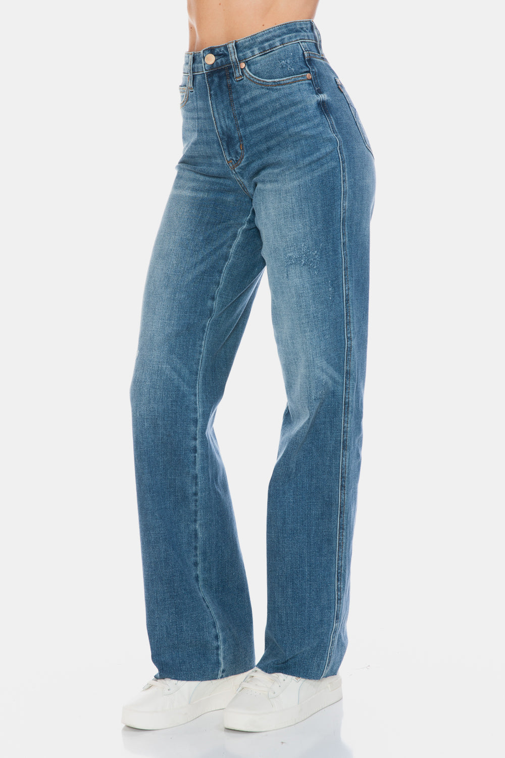 Judy Blue Tummy Control Cut Raw Hem Straight Jeans Jeans