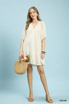 Umgee Cream Cotton Gauze Mini Dress