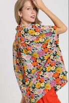 Umgee Full Size Flower Print Boxy Cut Button Down Shirt Plus Size