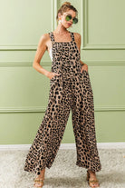 BiBi Leopard Print Wide Leg Overalls