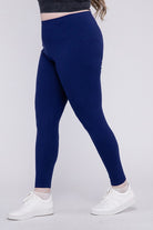 Zenana Plus Premium Cotton Full Length Leggings LT NAVY ZENANA