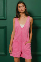 BiBi Fuchsia Patch Vintage Washed Denim Shortall FUCHSIA
