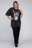 Lotus Fashion Collection Plus Skeleton Rock Hand Sign Graphic Top Lotus Fashion Collection