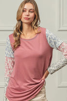 BiBi Mauve French Terry with Paisley Triblend Color Block