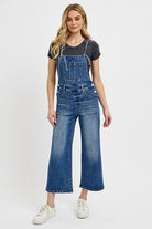 RISEN Knotted Strap Denim Overalls with Pockets Plus Size