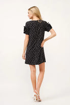 And The Why Black Embellished Sleeve Polka Dots Shift Dress
