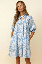 Haptics Frilled Notch Neck Yoke Floral Woven Dress Small