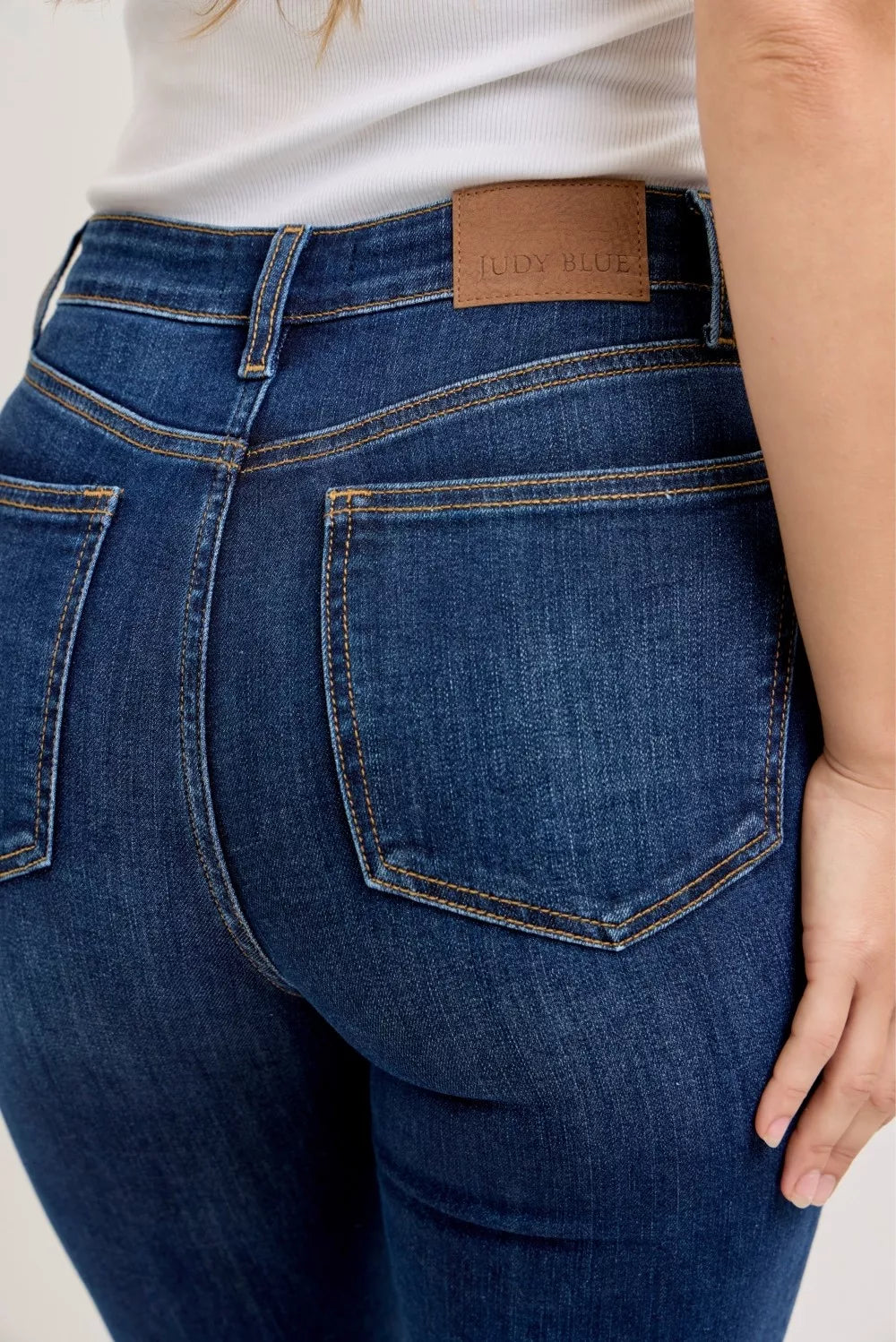 Judy Blue Dark Washed High Waist Capri Jeans with Single Cuff