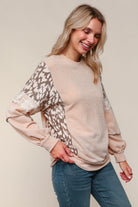Haptics Two Tone Sweater Top With Lace Detail