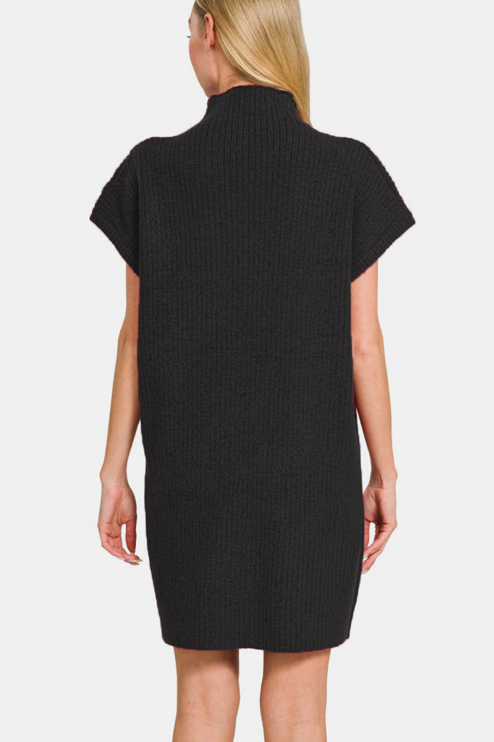 Zenana Black Short Sleeve Sweater Mini Dress Trendsi