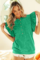BiBi Mineral Washed Terry Top in Jade JADE