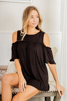 Heimish Frill Round Neck Cold Shoulder T-Shirt