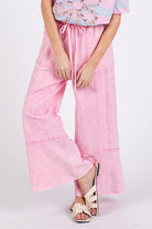 SAGE + FIG Pink Mineral Washed Terry Wide Leg Pants