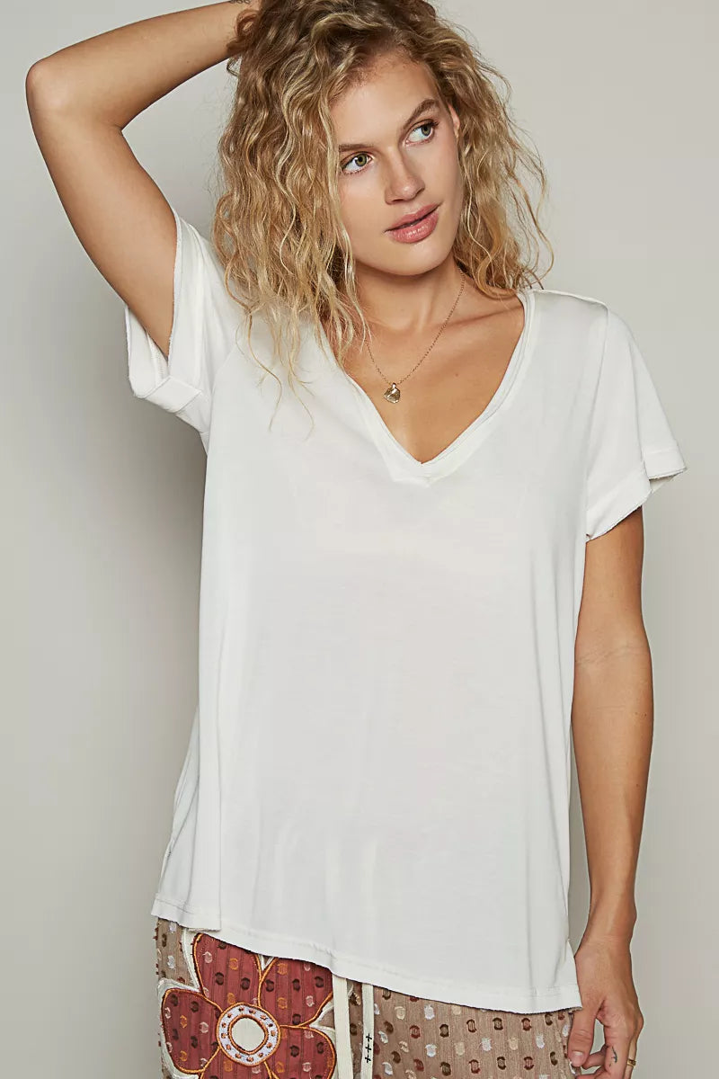 POL Basic V-Neck Short Sleeve T-Shirt