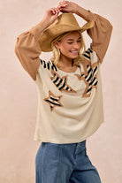 BiBi Star Patchwork Mixed Long Sleeve Top