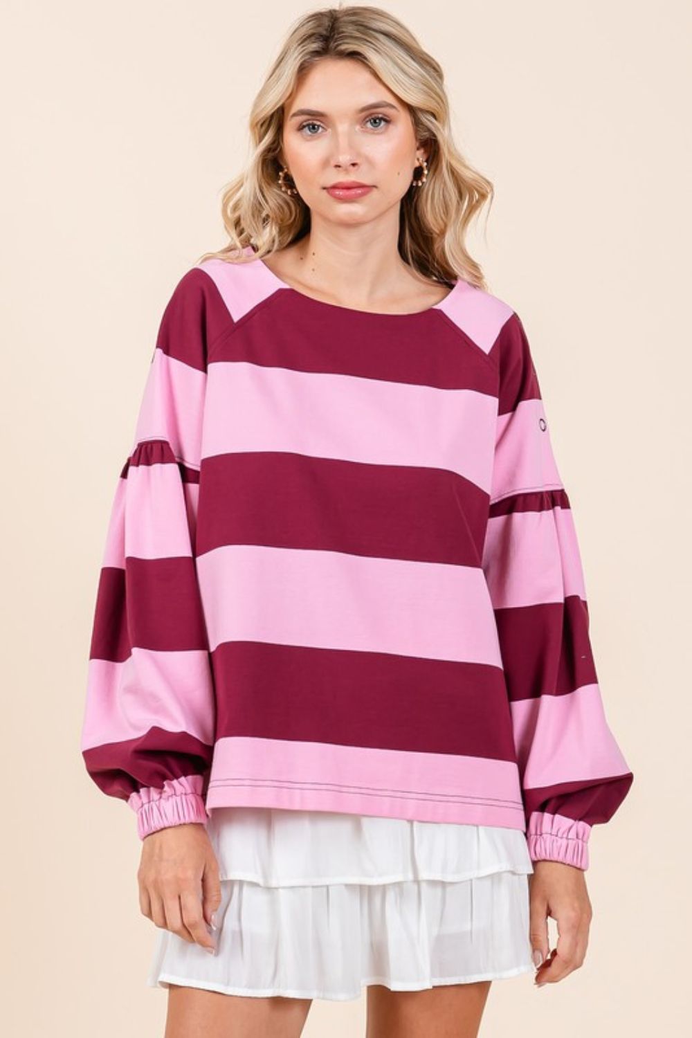 Mittoshop Striped Snap Shoulder Long Sleeve Top