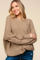 Haptics Taupe Side Slit Texture Asymmetric Sweater Taupe