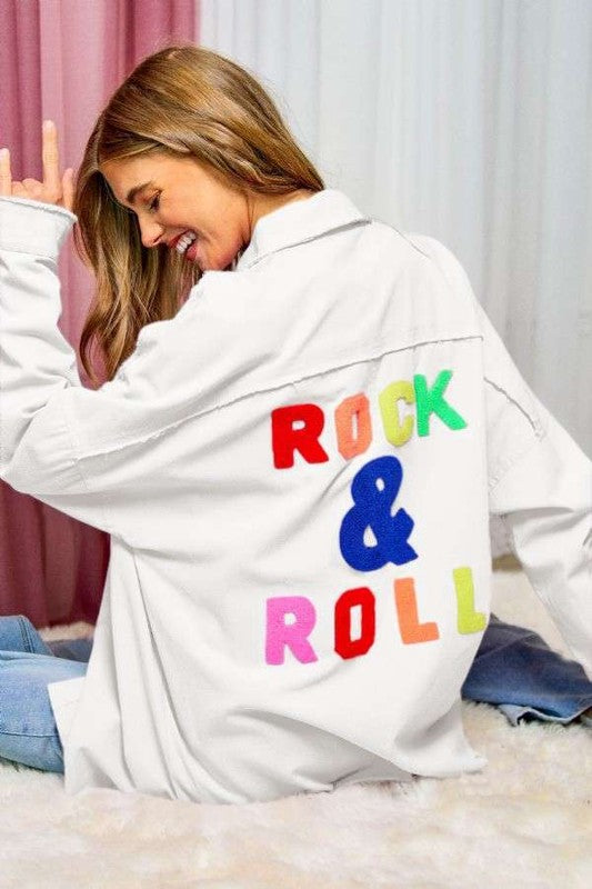Davi & Dani Rock & Roll Multi Color Fringed Hem Detail Shirt White Black Friday