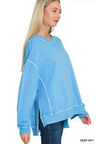 Zenana Deep Sky French Terry Pigment Dye & Enzyme Washing Pullover
