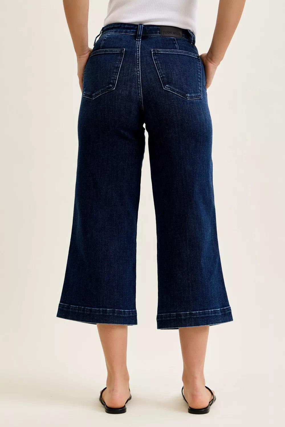 Judy Blue Dark Washed High Waist Ankle Wide Jeans