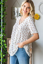 Heimish Crisscross Ditsy Floral Babydoll Top