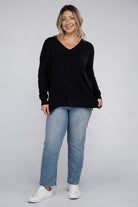 Zenana Plus Garment Dyed Front Seam Sweater ZENANA