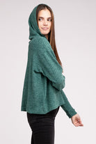 Zenana Hooded Brushed Melange Hacci Sweater ZENANA