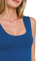 Zenana Light Navy Double Layered Cropped Tank Top
