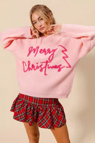 SO ME Pink Merry Christmas Tinsel Lettering Sweater