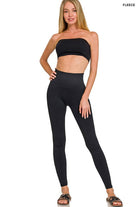 Zenana Sweet Steppin' High Waist Athletic Waffle Knit Leggings in Black Womens