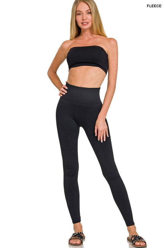 Zenana Sweet Steppin' High Waist Athletic Waffle Knit Leggings in Black Womens