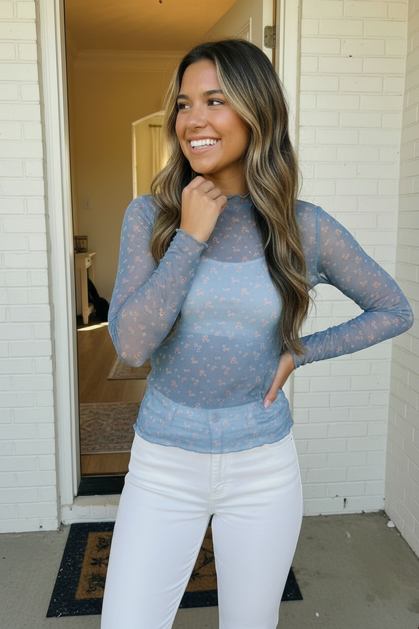 Haptics Oh My Darling Floral Mesh Top