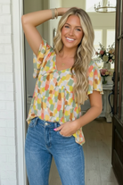 And The Why Painted Canvas Green Babydoll Top