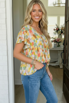 And The Why Painted Canvas Green Babydoll Top