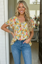 And The Why Painted Canvas Green Babydoll Top