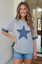 Haptics Reach For The Stars Denim Patch Sweatshirt Top