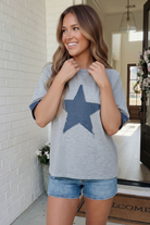 Haptics Reach For The Stars Denim Patch Sweatshirt Top