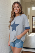 Haptics Reach For The Stars Denim Patch Sweatshirt Top