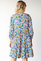 First Love Cotton Floral Button Down 3/4 Sleeve Tiered Dress