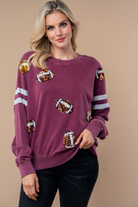 White Birch Sequin Football Long Sleeve Knit Top 3XL Shirts & Tops