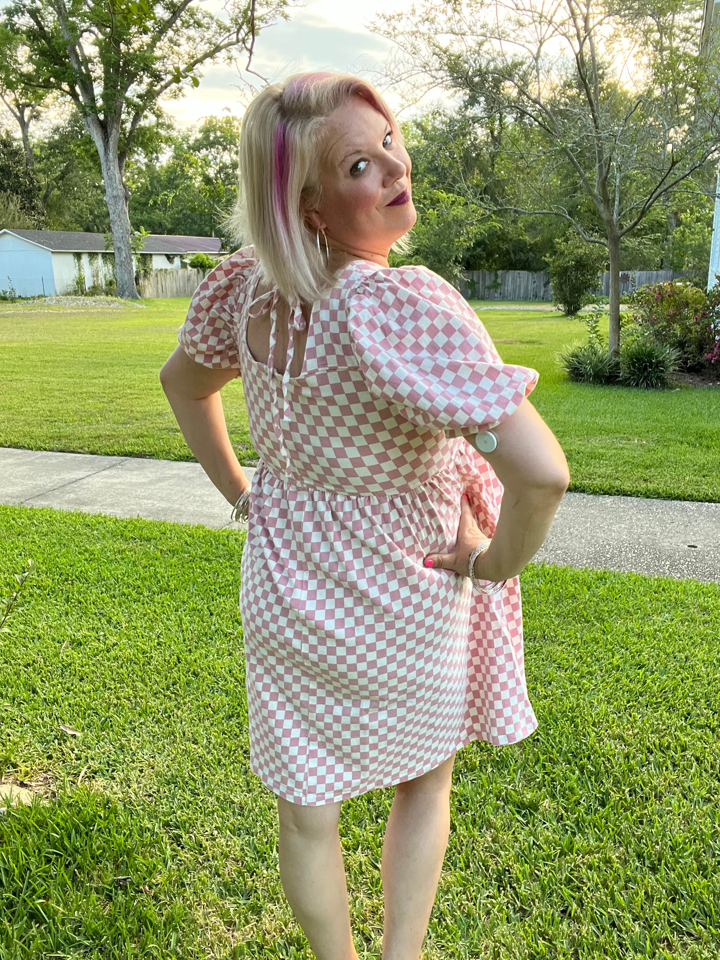 Mittoshop The Moment Checkered Babydoll Dress Bogo Free