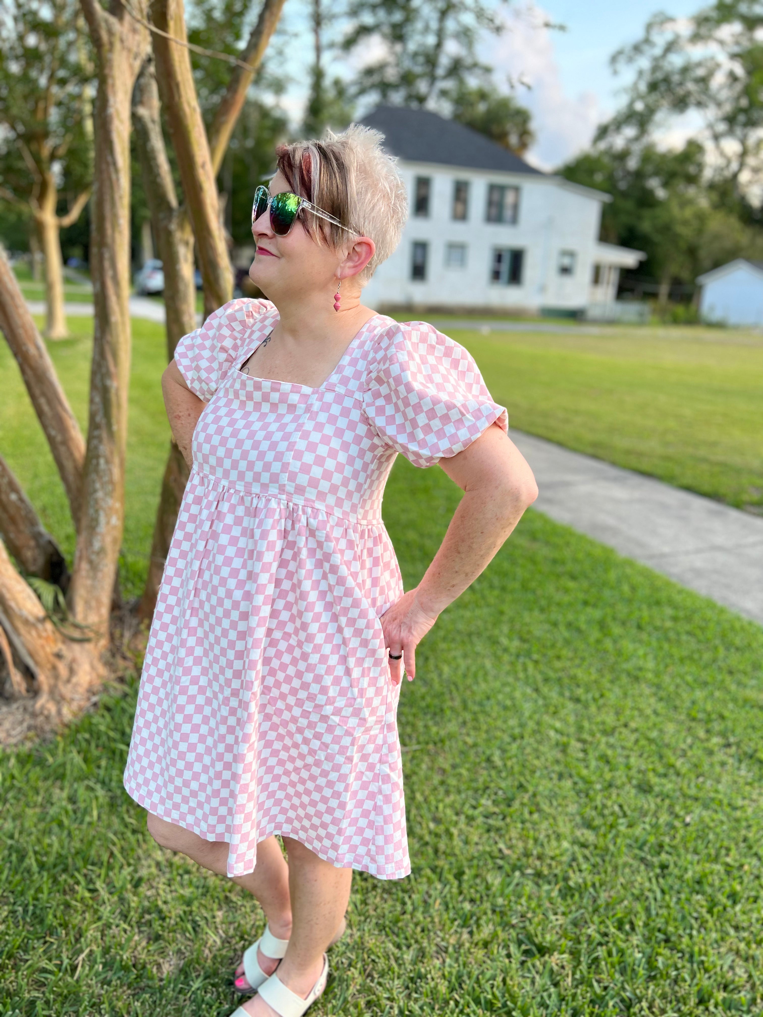 Mittoshop The Moment Checkered Babydoll Dress Bogo Free