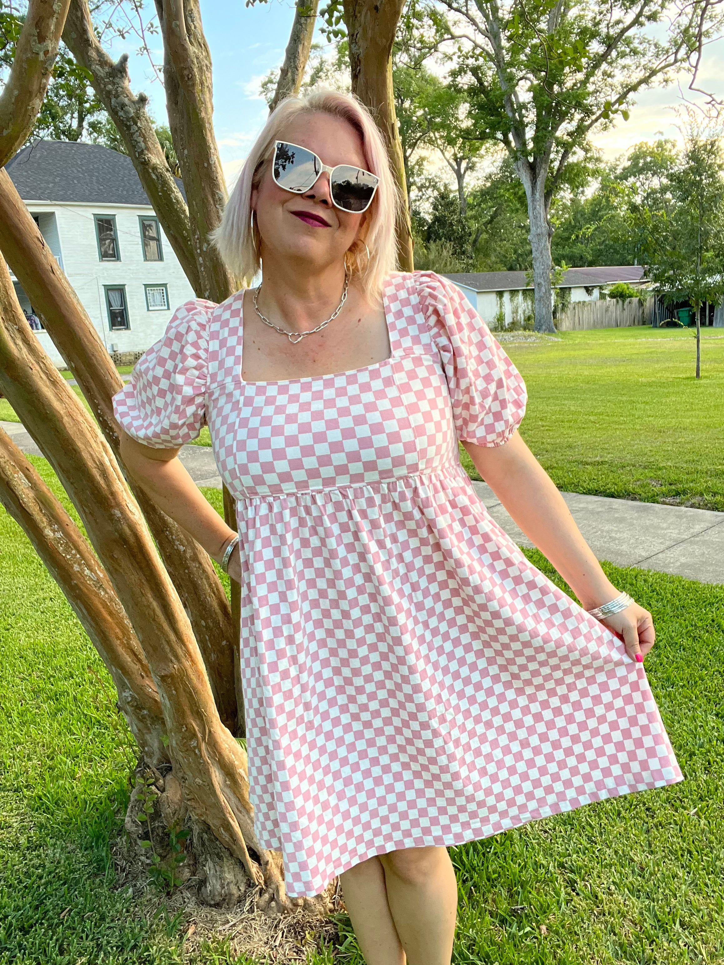 Mittoshop The Moment Checkered Babydoll Dress Bogo Free