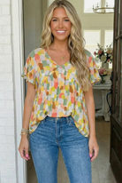 And The Why Painted Canvas Green Babydoll Top