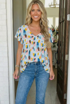 And The Why Painted Canvas Blue Babydoll Top