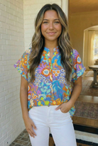 Garden Party Ready Floral Button Top